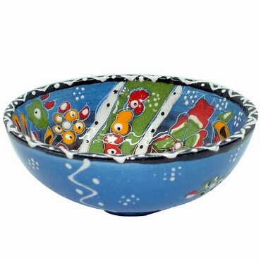 Turkish Ceramic Engraved Relief Bowl 13 Cm - Thumbnail