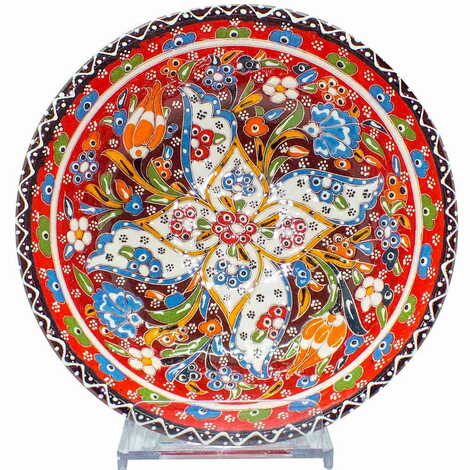 Turkish Ceramic Engraved Relief Bowl 20 Cm