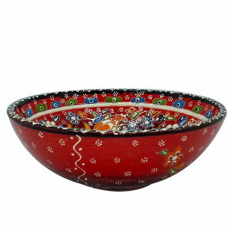 Turkish Ceramic Engraved Relief Bowl 20 Cm