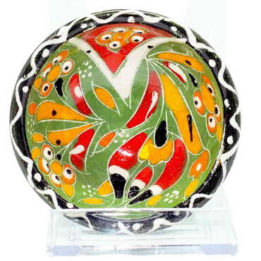 Turkish Ceramic Engraved Relief Bowl 8 Cm - Thumbnail