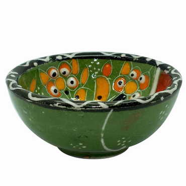 Turkish Ceramic Engraved Relief Bowl 8 Cm - Thumbnail