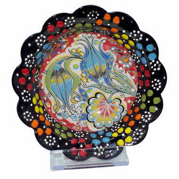 Turkish Ceramic Engraved Relief Daisy Bowl 13 cm - Thumbnail