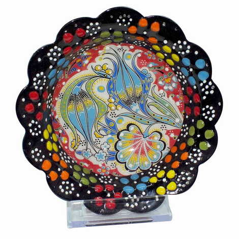 Turkish Ceramic Engraved Relief Daisy Bowl 13 cm