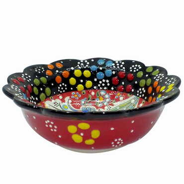 Turkish Ceramic Engraved Relief Daisy Bowl 13 cm - Thumbnail