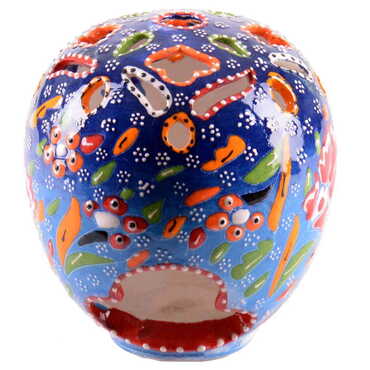 Myros - Turkish Ceramic Engraved Round Candle Holder