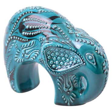 Turkish Ceramic Hand Painted Elephant Figurine Big Size - Thumbnail