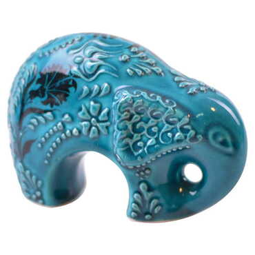 Myros - Turkish Ceramic Hand Painted Elephant Figurine Medium Size