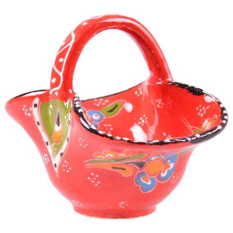 Turkish Ceramic Handpainted Basket Small Size