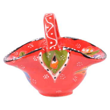 Turkish Ceramic Handpainted Basket Small Size - Thumbnail