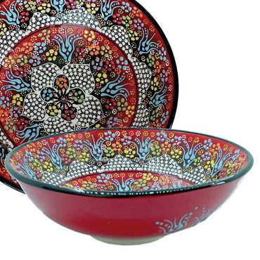 Turkish Ceramic Pearl Bowl 20 cm - Thumbnail