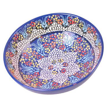 Turkish Ceramic Pearl Bowl 25 cm - Thumbnail