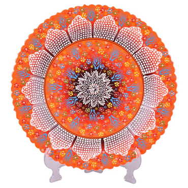 Turkish Ceramic Pearl Plate 43 Cm - Thumbnail