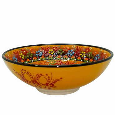 Turkish Ceramic Relief Bowl 20 cm - Thumbnail