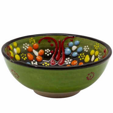 Turkish Ceramic Relief Bowl 8 cm - Thumbnail