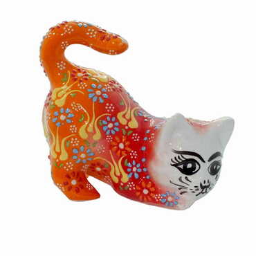 Myros - Turkish Ceramic Relief Cat Figurine Big Size