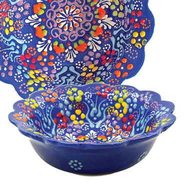 Myros - Turkish Ceramic Relief Daisy Bowl 13 cm