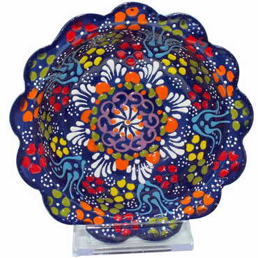 Turkish Ceramic Relief Daisy Bowl 13 cm - Thumbnail