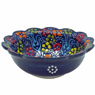 Turkish Ceramic Relief Daisy Bowl 13 cm - Thumbnail