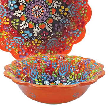 Myros - Turkish Ceramic Relief Daisy Bowl 16 cm