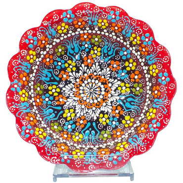 Turkish Ceramic Relief Daisy Bowl 20 cm - Thumbnail