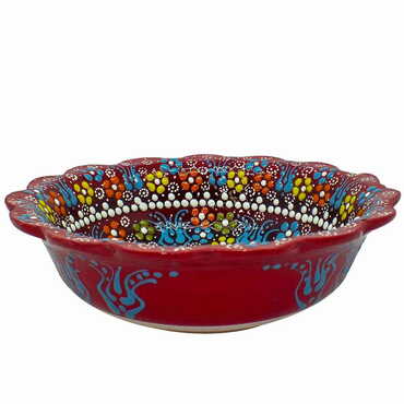 Turkish Ceramic Relief Daisy Bowl 20 cm - Thumbnail