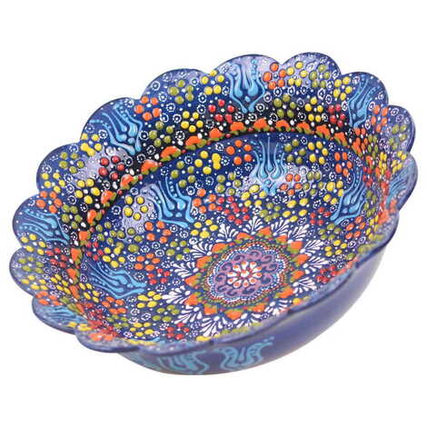 Turkish Ceramic Relief Daisy Bowl 25 cm