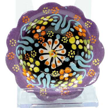 Turkish Ceramic Relief Daisy Bowl 8 cm - Thumbnail