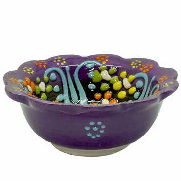 Turkish Ceramic Relief Daisy Bowl 8 cm - Thumbnail