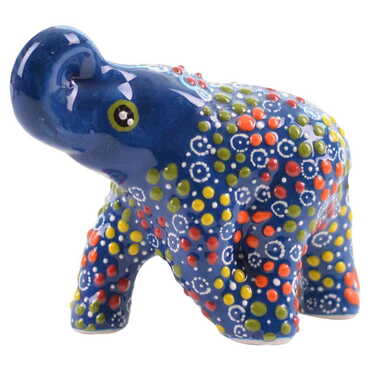 Myros - Turkish Ceramic Relief Handpainted Elephant Figurine Medium Size