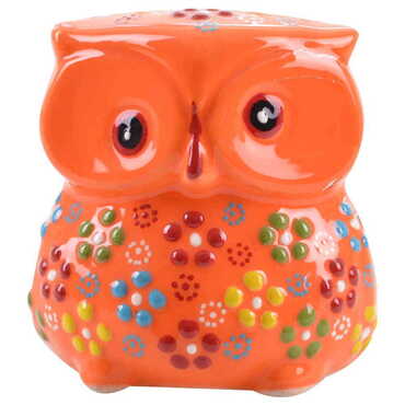 Myros - Turkish Ceramic Relief Handpainted Owl Figurine Medium Size