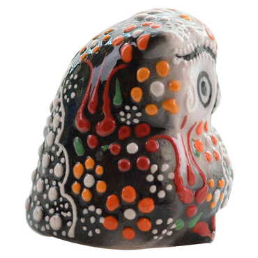 Turkish Ceramic Relief Handpainted Owl Figurine Small Size - 2