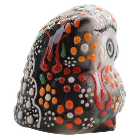 Turkish Ceramic Relief Handpainted Owl Figurine Small Size - 2