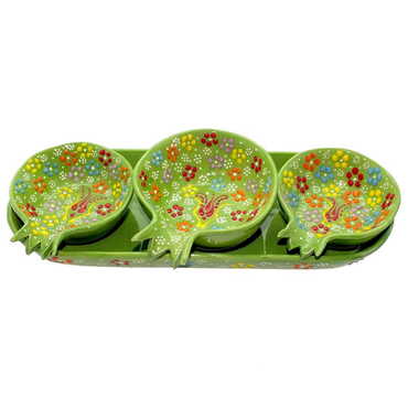 Turkish Ceramic Relief Pomegranate Appetizer Set 3 Pcs - Thumbnail