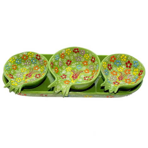 Turkish Ceramic Relief Pomegranate Appetizer Set 3 Pcs