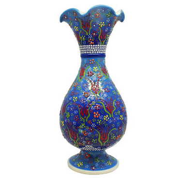 Myros - Turkish Ceramic Relief Screwed Vase 30 Cm