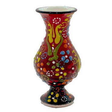 Turkish Ceramic Relief Vase 10 Cm - Thumbnail