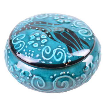 Myros - Turkish Ceramic Round Jewelry Box Small Size