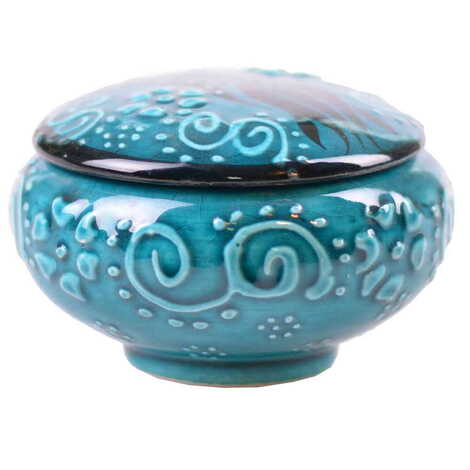 Turkish Ceramic Round Jewelry Box Small Size