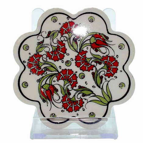 Turkish Ceramic Serigraphy Daisy Coaster 103 mm