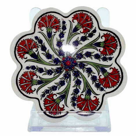 Turkish Ceramic Serigraphy Daisy Coaster 103 mm