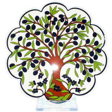 Turkish Ceramic Serigraphy Daisy Trivet 182 mm - Thumbnail