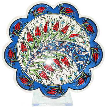 Turkish Ceramic Serigraphy Daisy Trivet 182 mm - Thumbnail