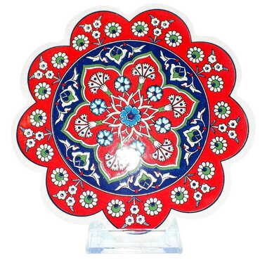 Turkish Ceramic Serigraphy Daisy Trivet 182 mm - Thumbnail