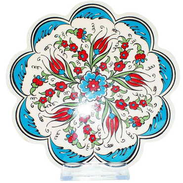 Turkish Ceramic Serigraphy Daisy Trivet 182 mm - Thumbnail