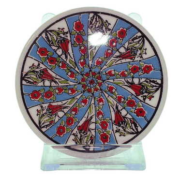 Turkish Ceramic Serigraphy Round Coaster 95 mm - Thumbnail