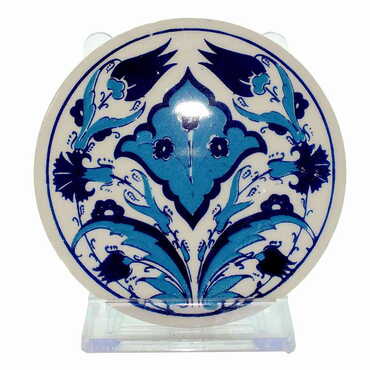 Turkish Ceramic Serigraphy Round Coaster 95 mm - Thumbnail