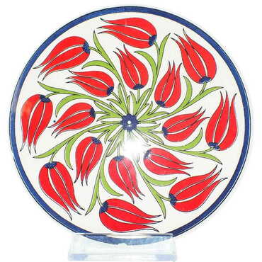 Turkish Ceramic Serigraphy Round Trivet 167 mm - Thumbnail