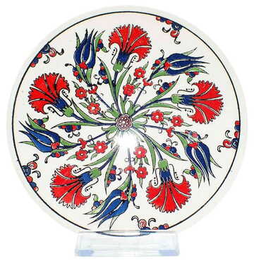 Turkish Ceramic Serigraphy Round Trivet 167 mm - Thumbnail