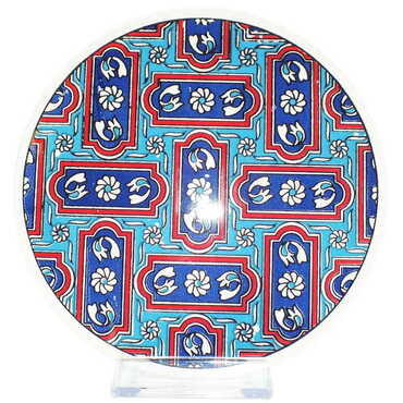 Turkish Ceramic Serigraphy Round Trivet 167 mm - Thumbnail