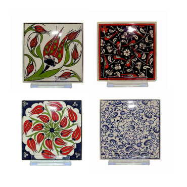 Myros - Turkish Ceramic Serigraphy Square Coaster 100 mm